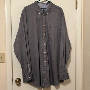 Tommy Hillfiger Classic Fit Gray Mens Long Sleeve Button Down Shirt XXXLT